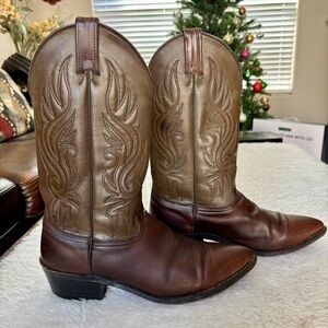 Vintage Genuine 2Tone Brown Leather Western Cowboys Boots size 10 D